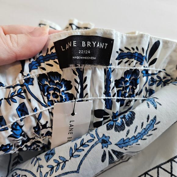 Lane Bryant Square Neck Cropped Top Blouse Floral Plus Siz 22/24 Vacation Summer - Picture 5 of 8